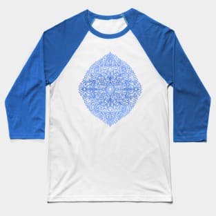 White Gouache Doodle on Pearly Blue Paint Baseball T-Shirt